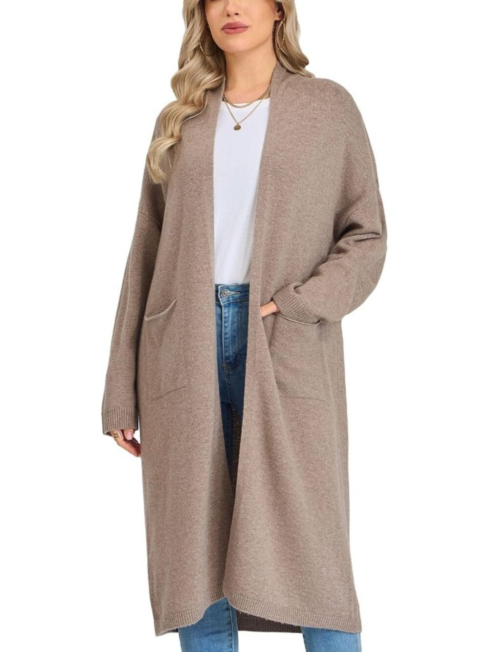 Cozy Open Front Long Cardigan Sweater for Women with Pockets - Fall Fashion